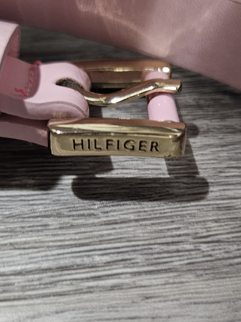 Tommy Hilfiger Pink Skinny Belt with Gold Buckle